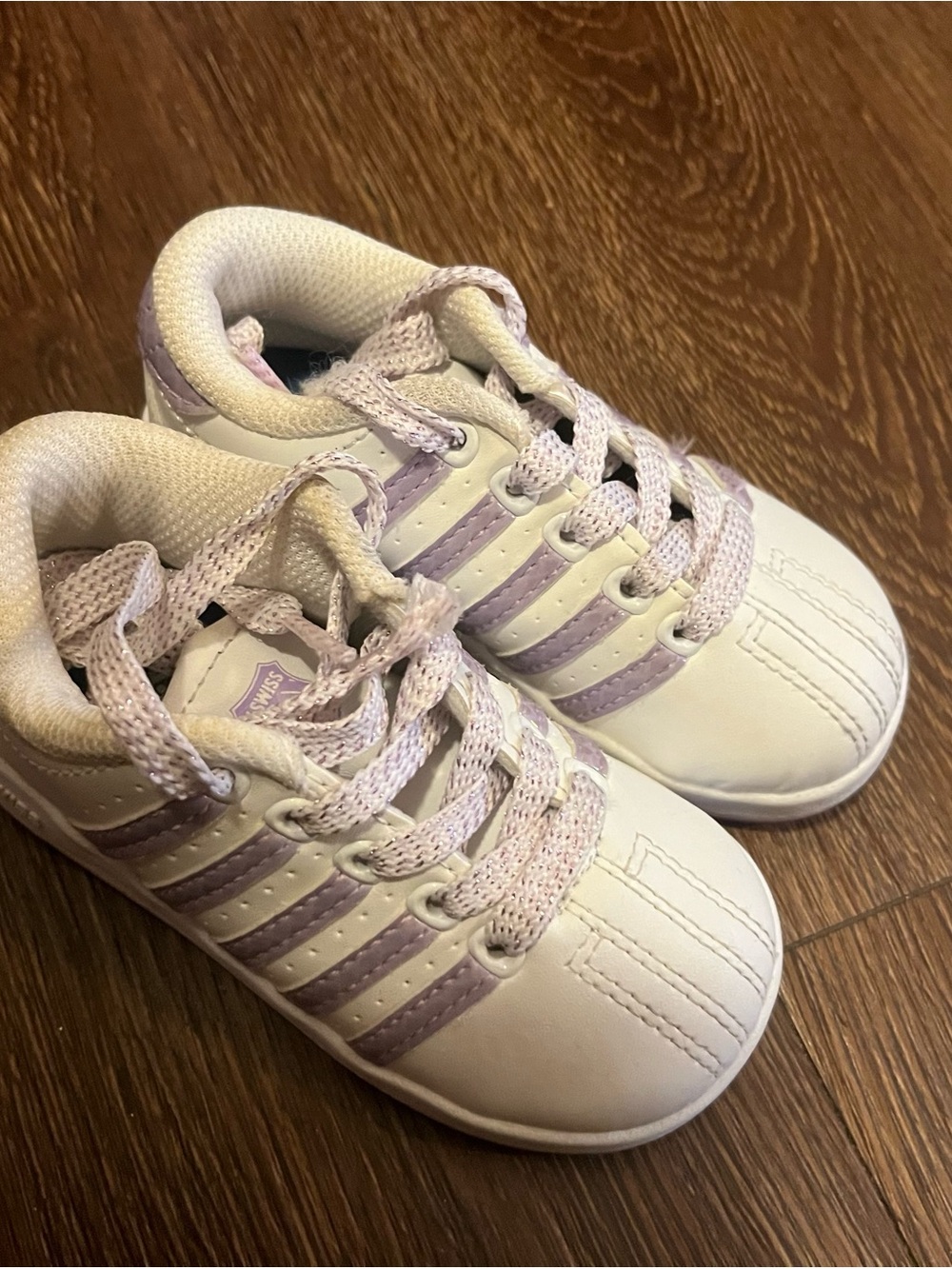 K-SWISS lavender and white toddler sneakers